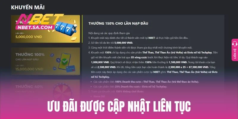 Điểm danh một số ưu đãi mới nhất tại NBET
